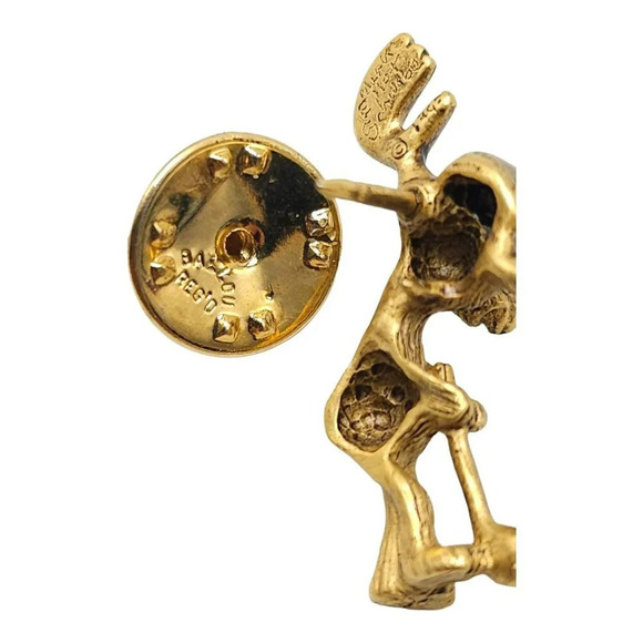 Markie Moose Marked Golfer Elliot Schwab Tie Lapel Pin Gold Tone Vintage - Picture 5 of 6